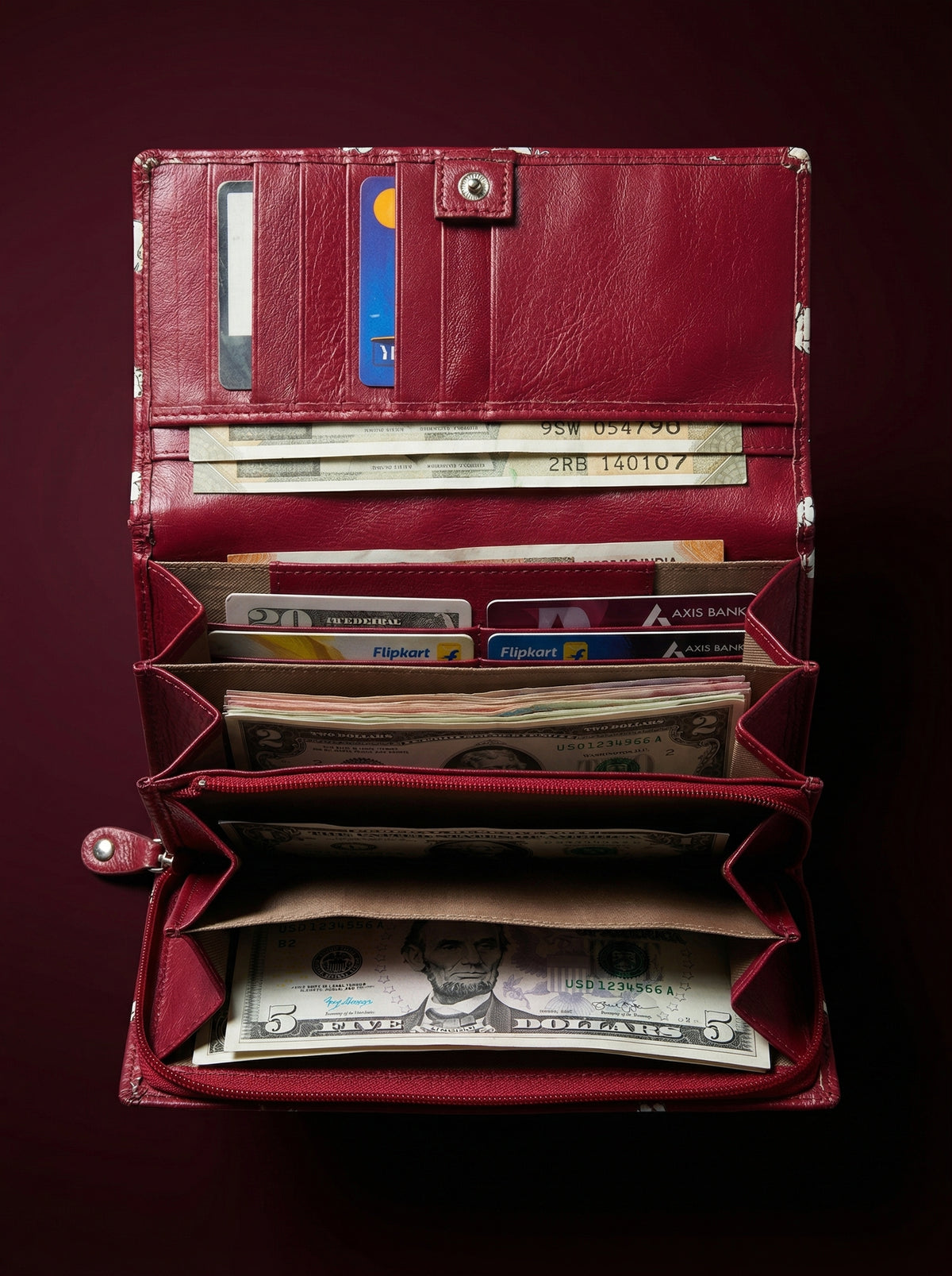 The Verdant Songbird Zip-Around Leather Continental Wallet