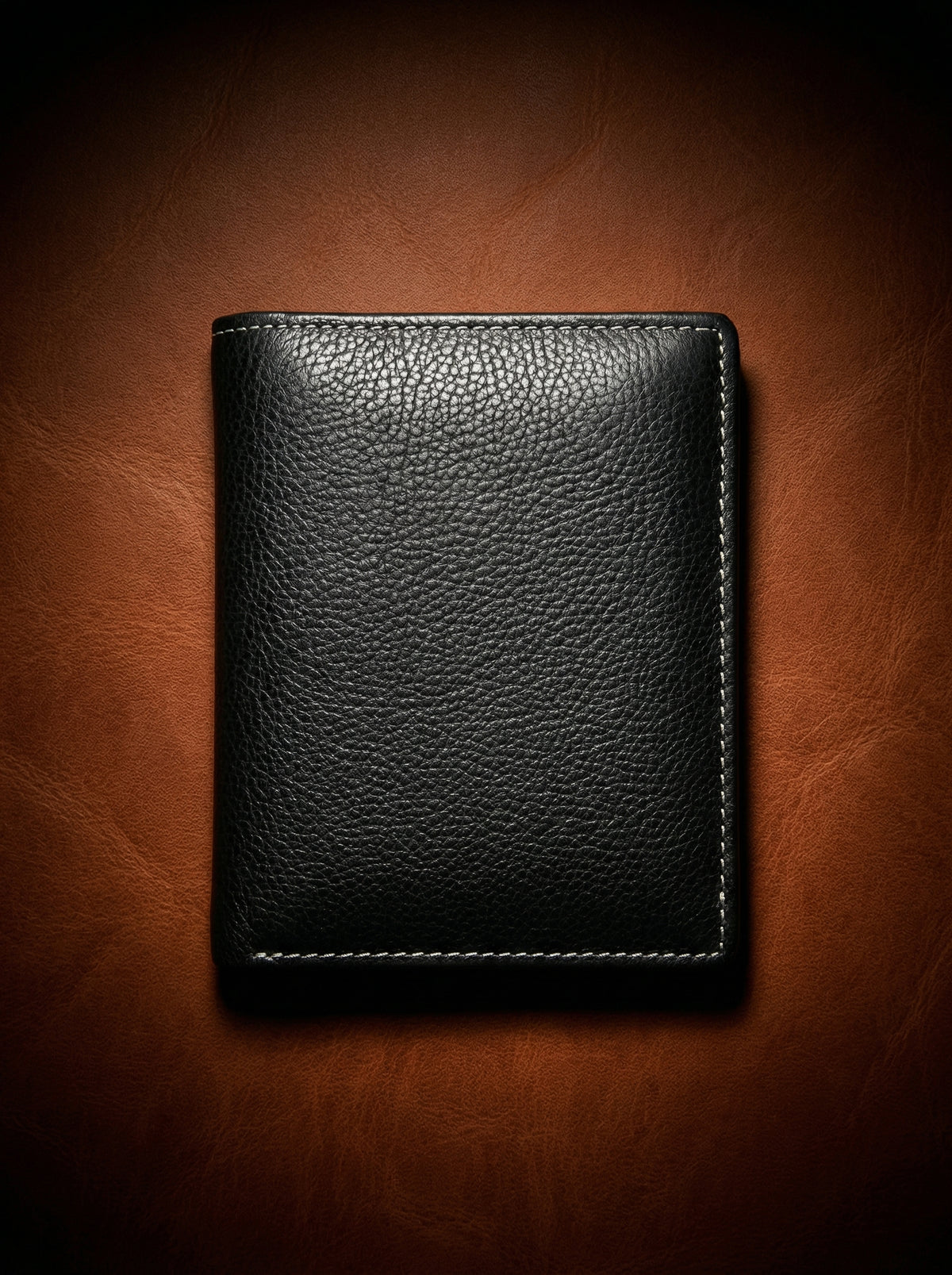 Classic Black Textured Leather Bifold Wallet