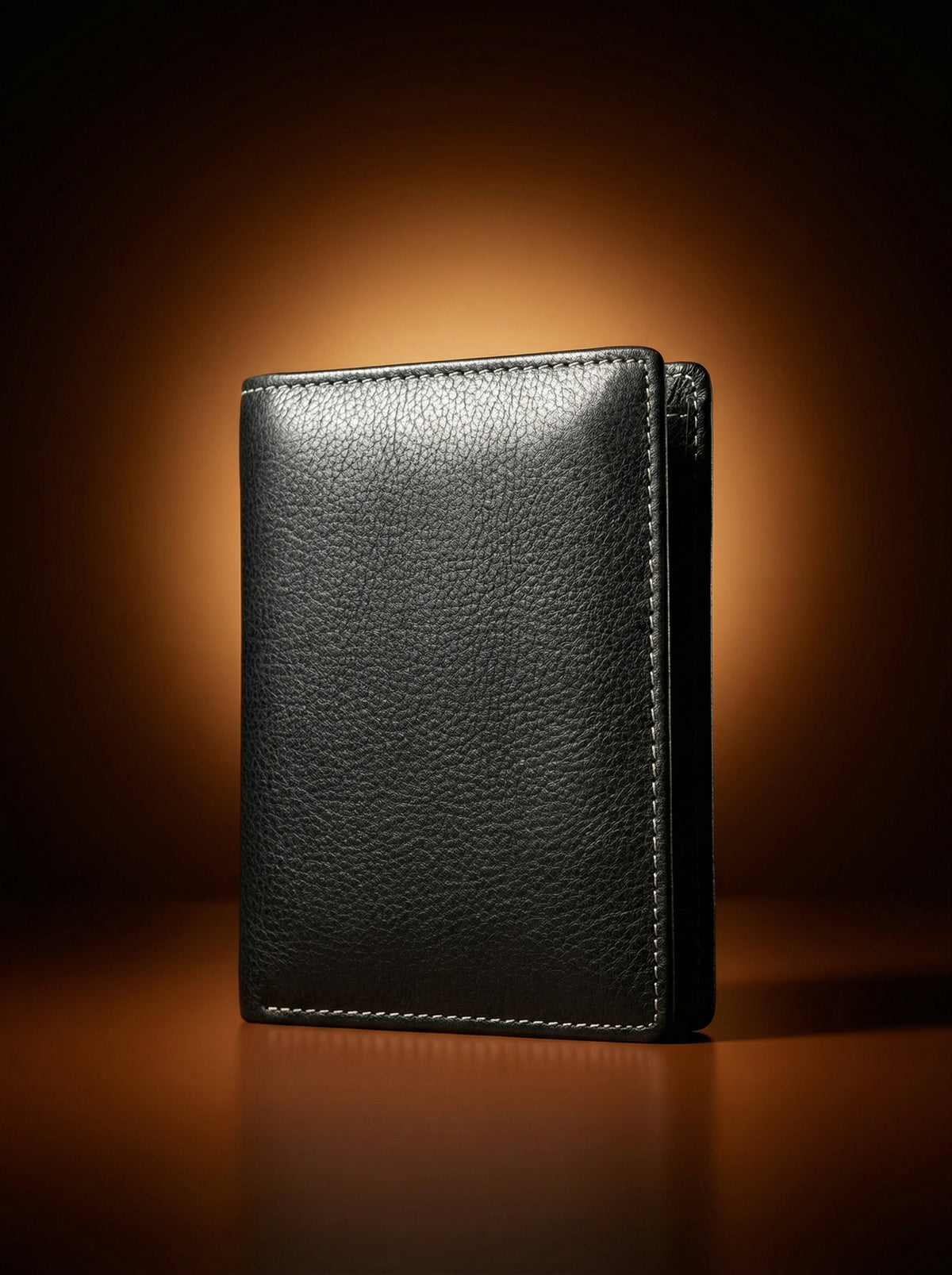 Classic Black Textured Leather Bifold Wallet