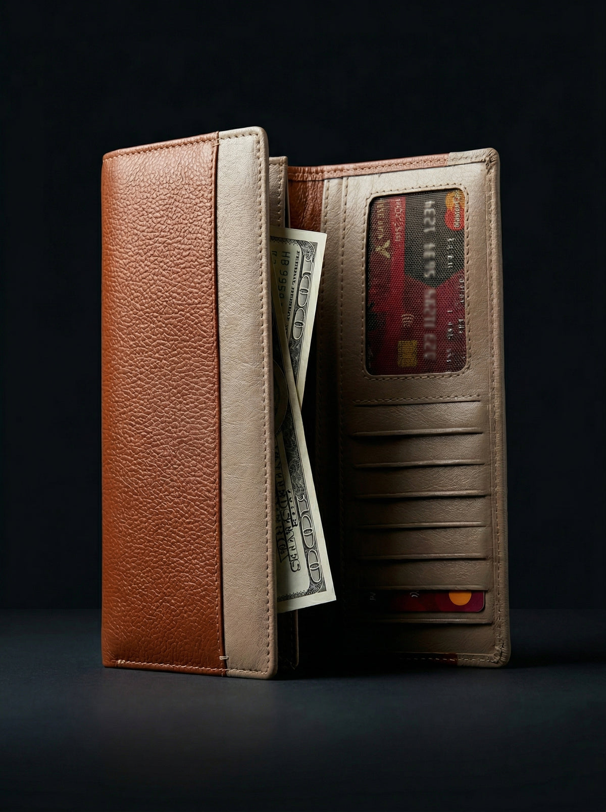 Duo Tone Heritage Snap-Closure Leather Tri-Fold Continental Wallet