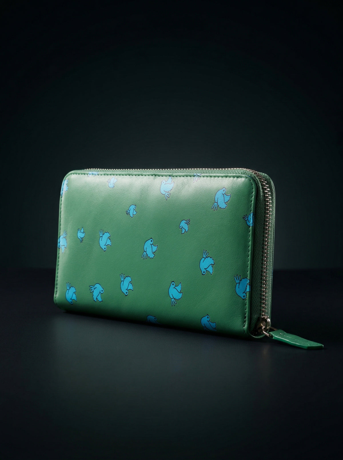 The Verdant Songbird Zip-Around Leather Continental Wallet