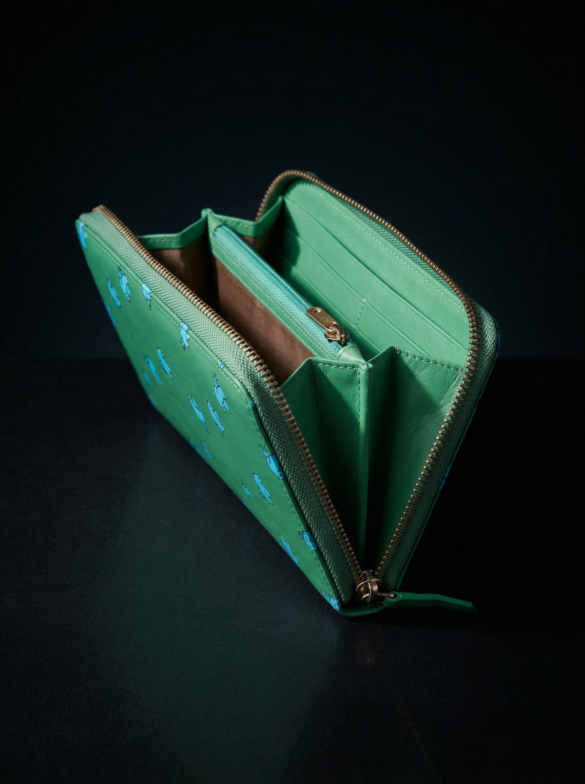 The Verdant Songbird Zip-Around Leather Continental Wallet