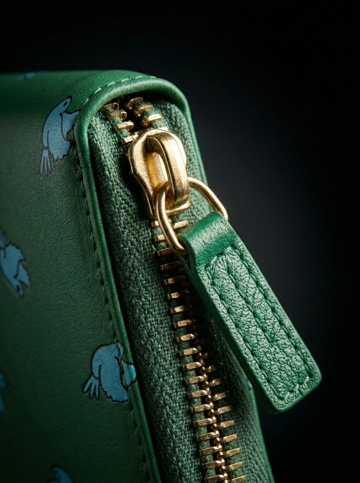 The Verdant Songbird Zip-Around Leather Continental Wallet