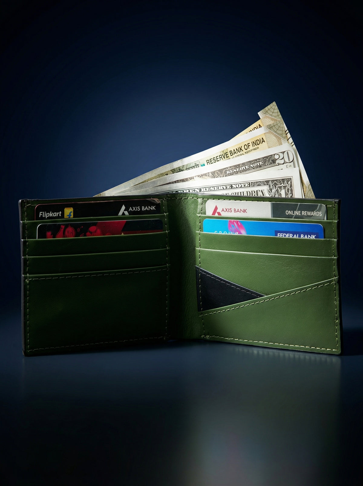 Black Leather Bifold Wallet