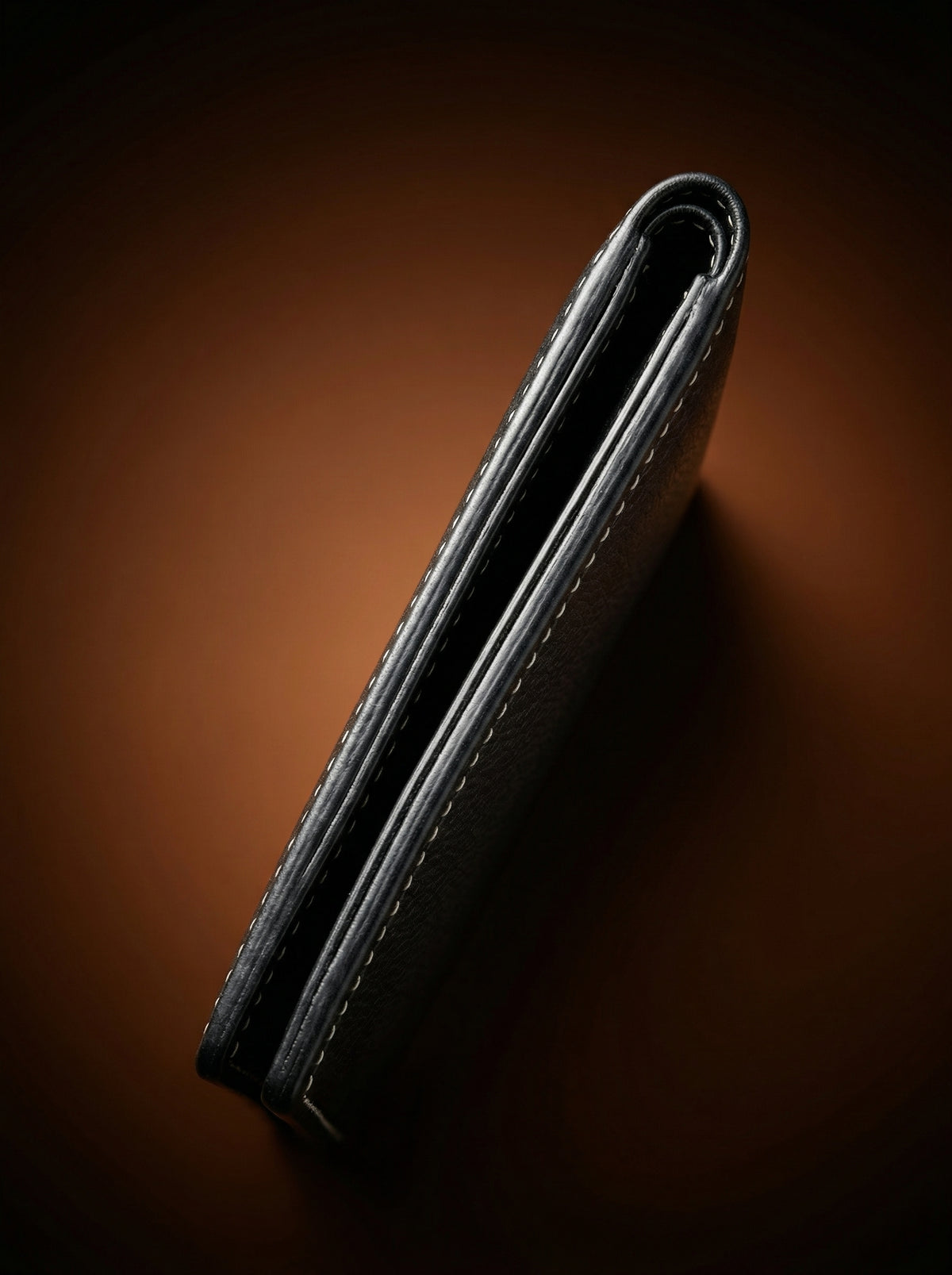 Classic Black Textured Leather Bifold Wallet
