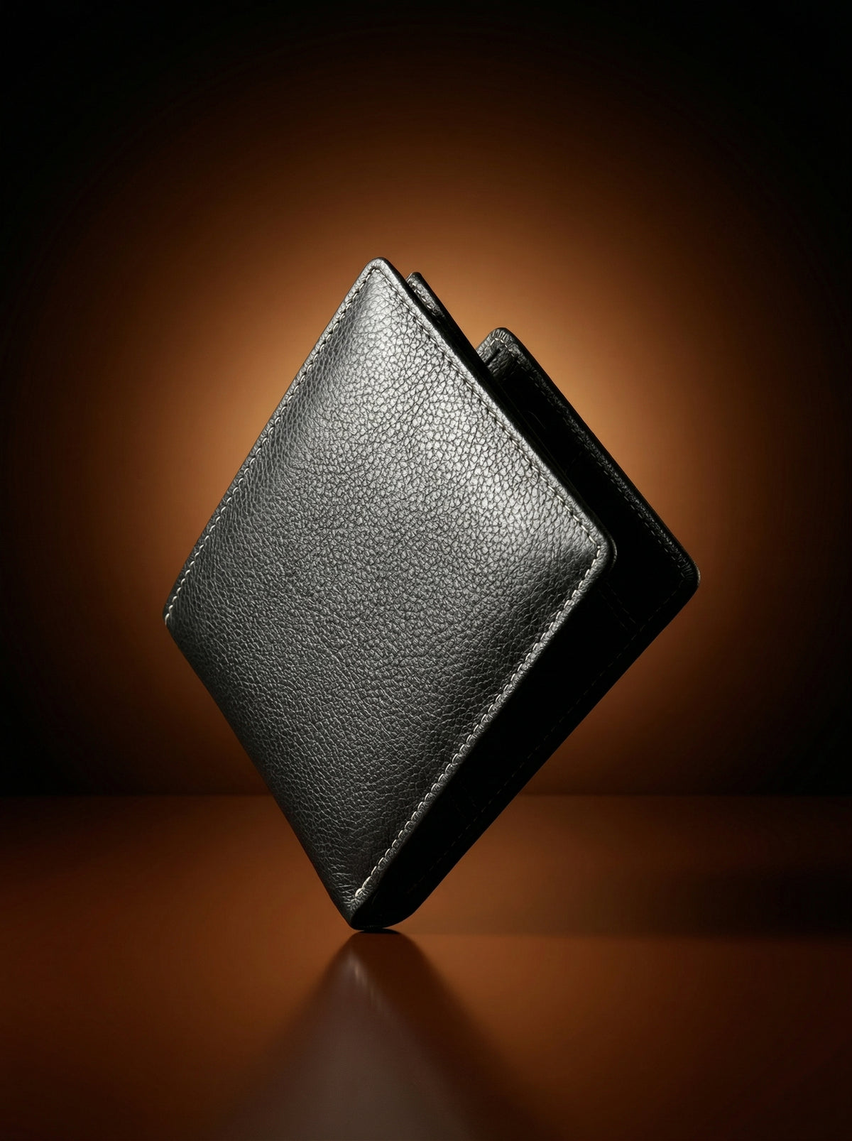 Classic Black Textured Leather Bifold Wallet