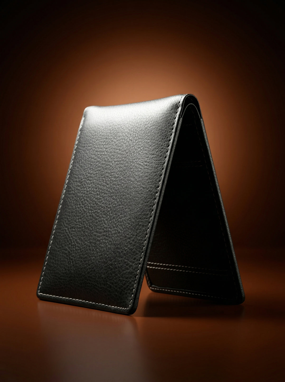 Classic Black Textured Leather Bifold Wallet