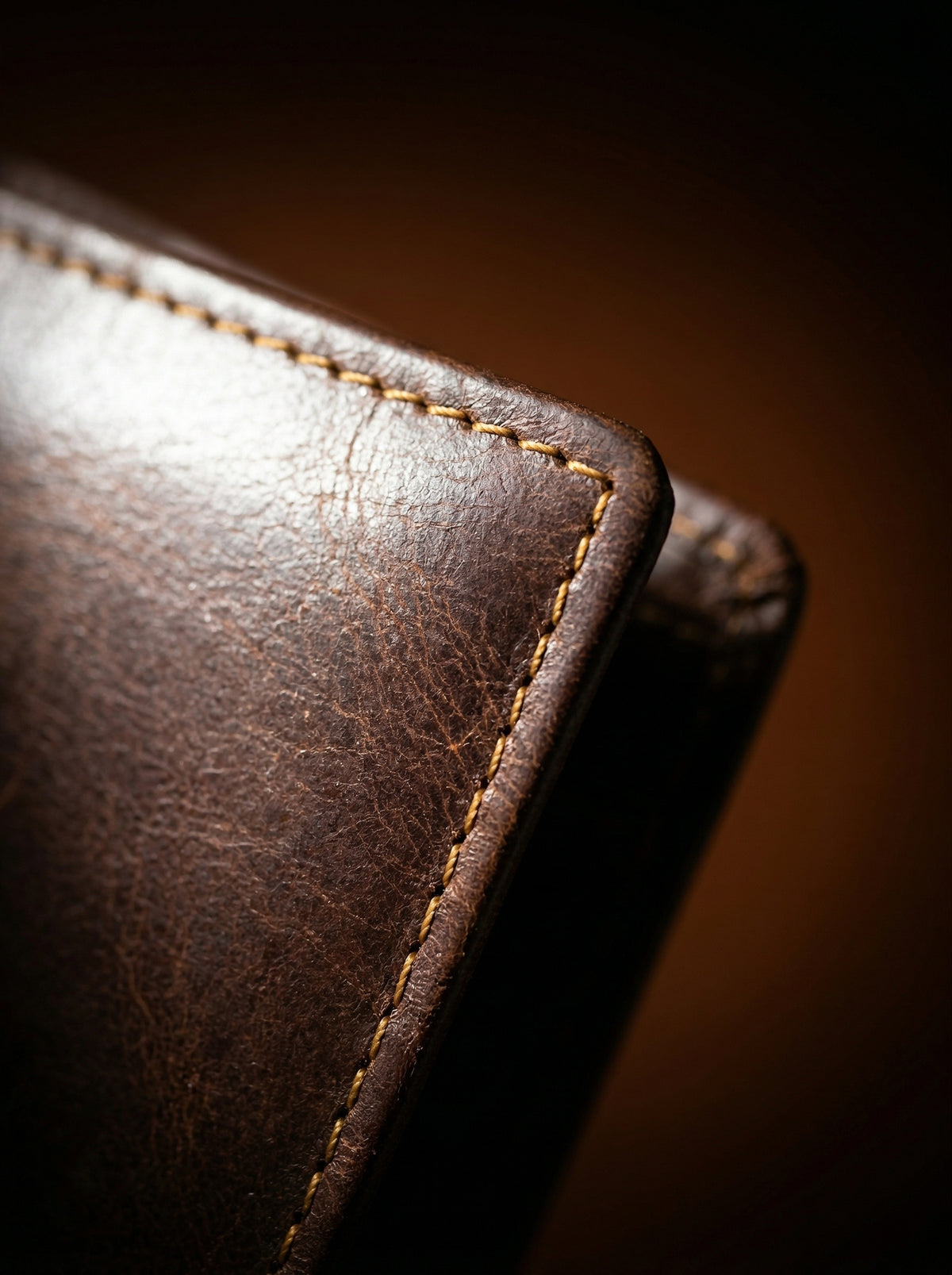 Distressed Dark Brown Leather Bifold Wallet