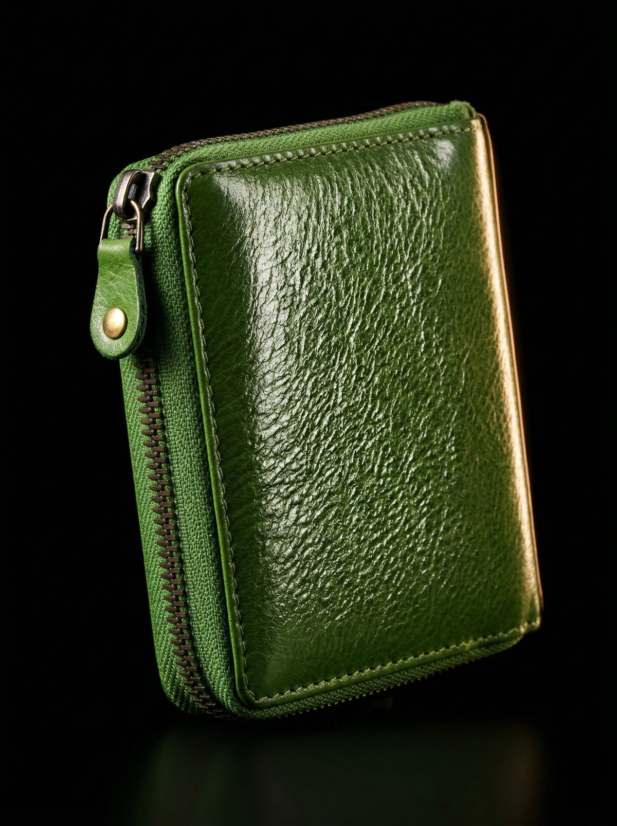 Compact Zip-Around Leather Wallet